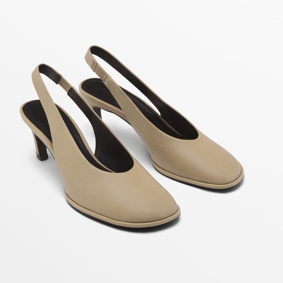 Massimo Dutti NWT leather high heel slingback shoes 1428/550 - Picture 1 of 10